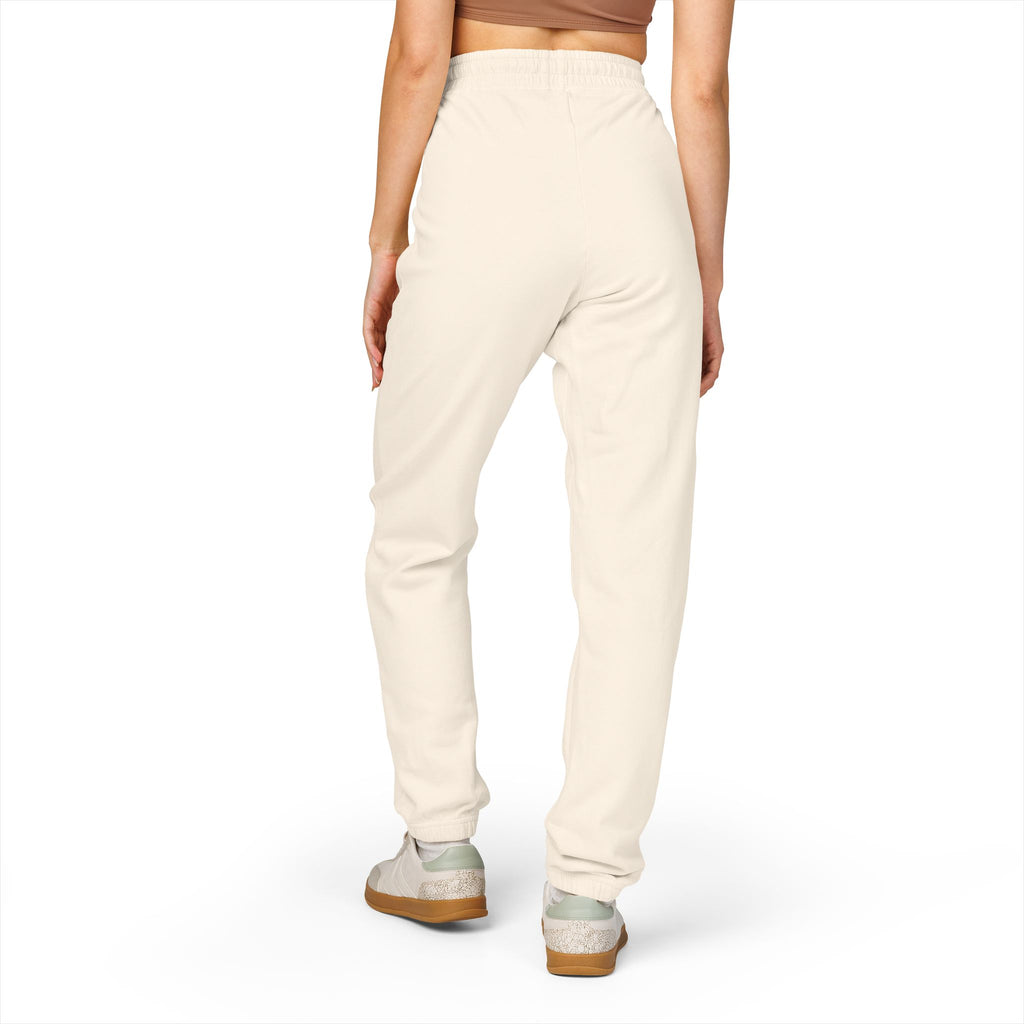 Floral Vine Fleece Sweatpants — Neutral Garment-Dyed Joggers